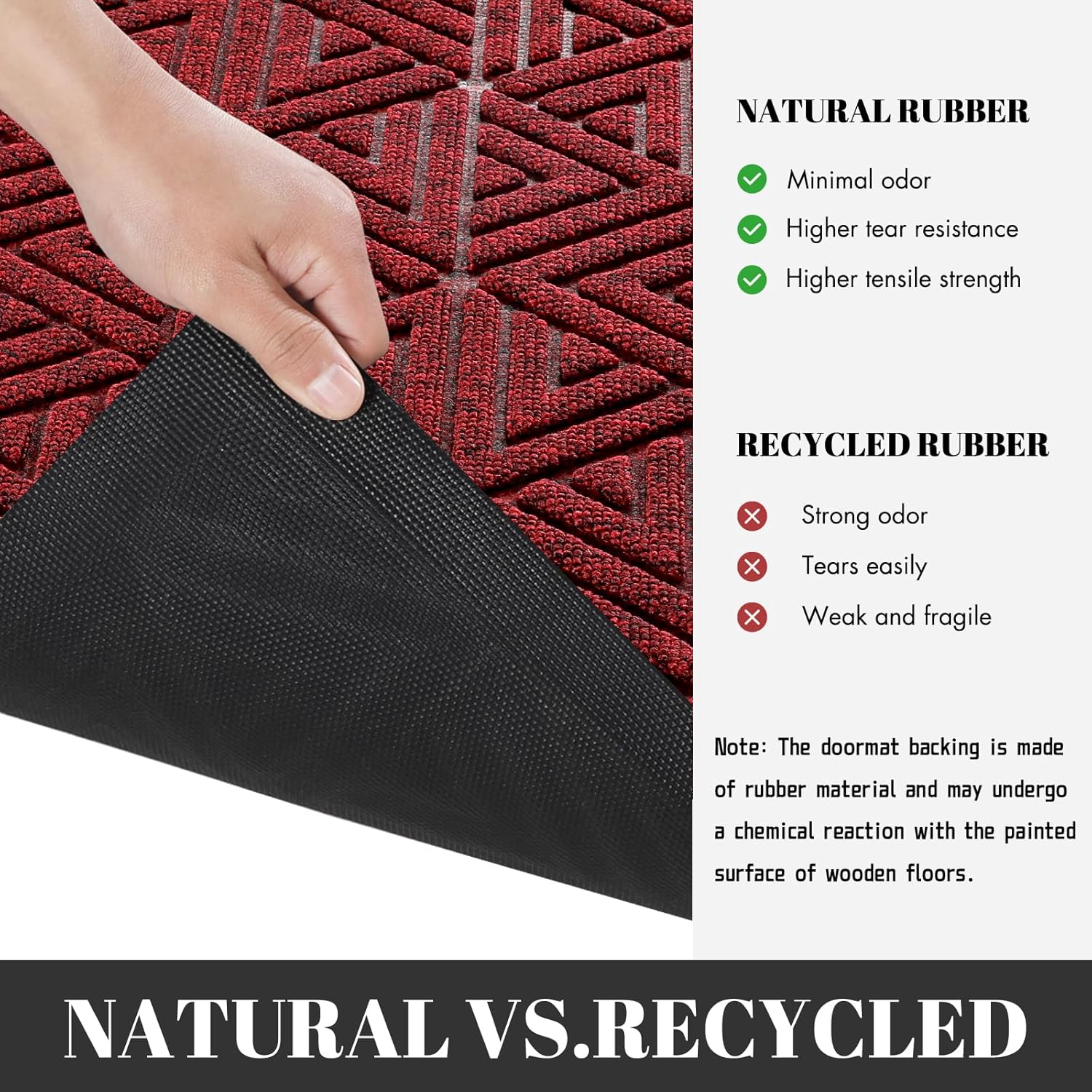 Yimobra Large Door Mat 47x32, All-Weather Waterproof Non-Slip Welcome Matt Outdoor, Heavy Duty Non Slip Doormat for Entryway for Patio and Garage Indoor, Easy Clean, Black Red