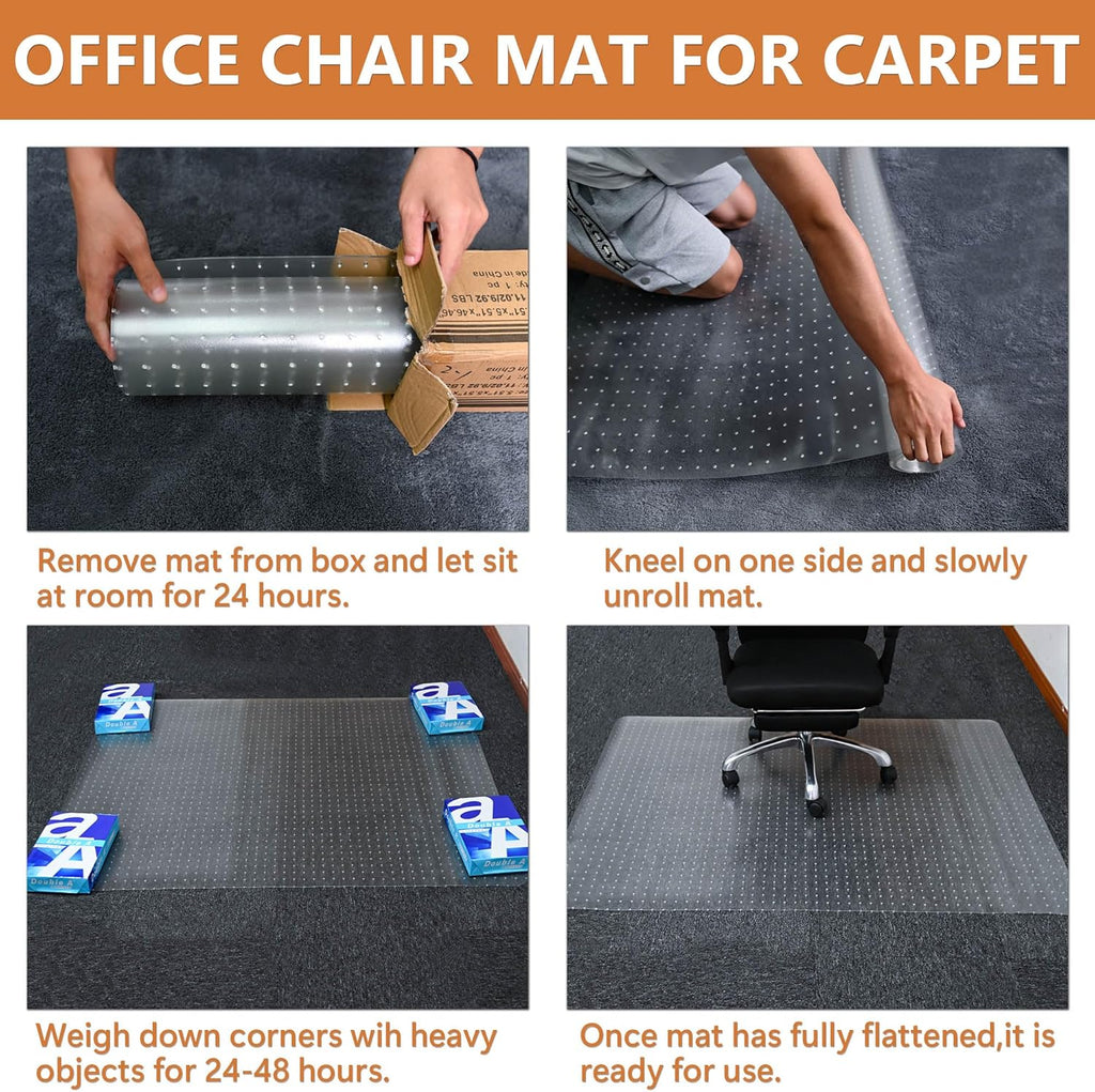 Large Chair Mat for Carpet, Easy Glide Plastic Carpet Floor Protector Mat for Office Chairs for Work & Home