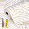 Shelf Liners for Kitchen Cabinets Non Adhesive Shelf Liner Paper Non-Slip Thickened Drawer Liner Easy to Clean for Tool Box Refrigerator with Knife and Tape Measure, Gold Geometric, 11.8 x 354.3 in