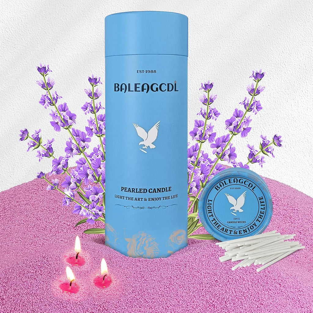 Lavender Scented Purple Pearled Candle 18oz Luxury Sand Candle Granulated Wax - 30 Cotton Wicks - Wax for Candle Making Decorative Candles Smooth and Clean Burning Lasts up to 120 Hours