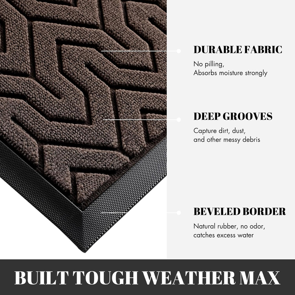 Yimobra 72x24 Indoor Outdoor Runner Rug, Heavy-Duty Waterproof Entrance Mat for High Traffic Areas, Commercial Grade Welcome Door Mat, Easy Clean, Brown