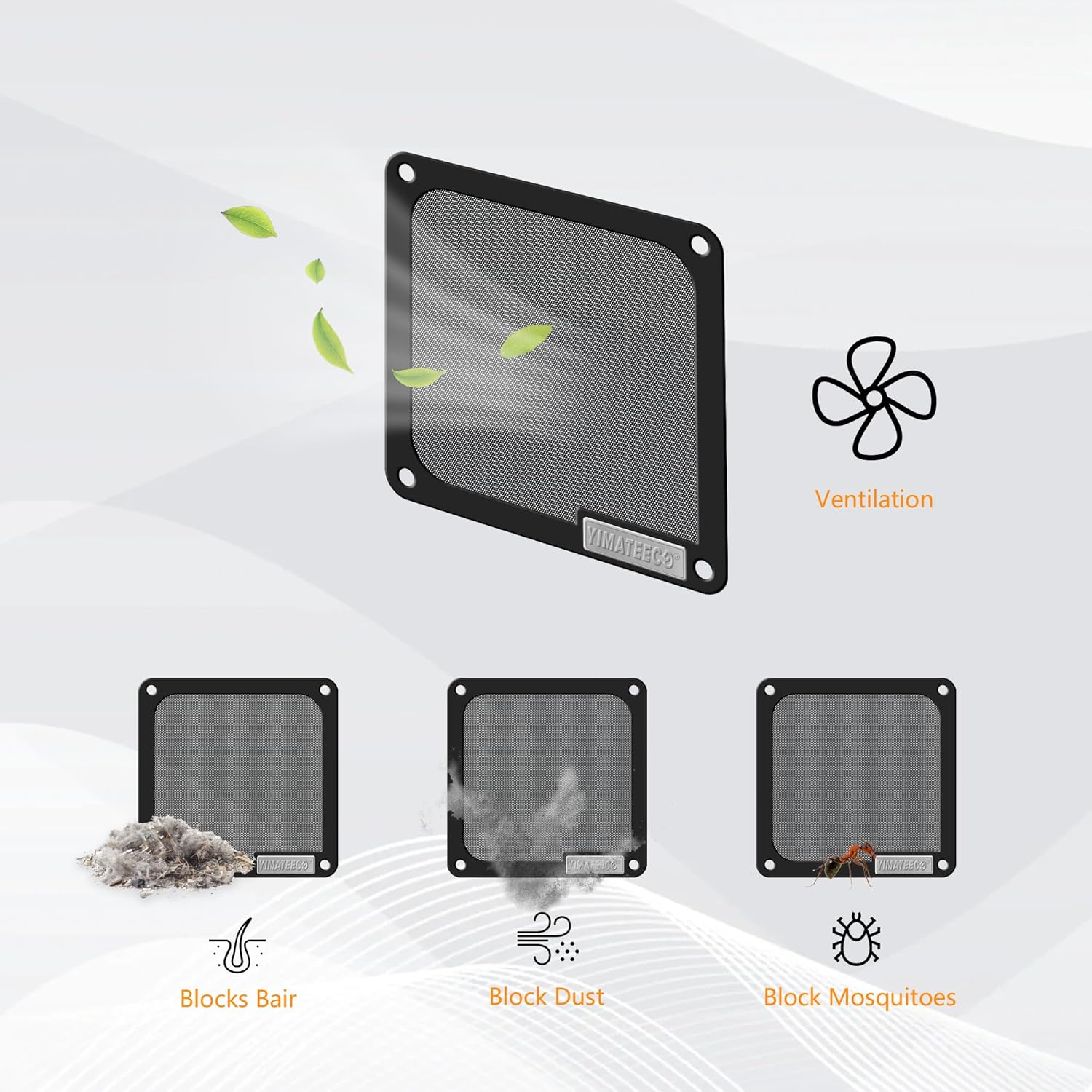 140mm PC Dust Filter for Computer Cooler Fan/PSU/Routers PVC 50 Mesh, Magnetic Dust Mesh Computer Fan Filter Grills with Screws Dustproof Case Cover (PVC V4.0, 140 * 140mm, 5pcs, Black)