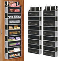 2 Packs 5-Tier Over the Door Storage Organizer with 10 Side Mesh Pockets, 48 lbs Load Capacity, 3 Hooks Design, Hanging Organizer with Clear Windows for Bathroom, Bedroom, Nursery, Kitchen-Black