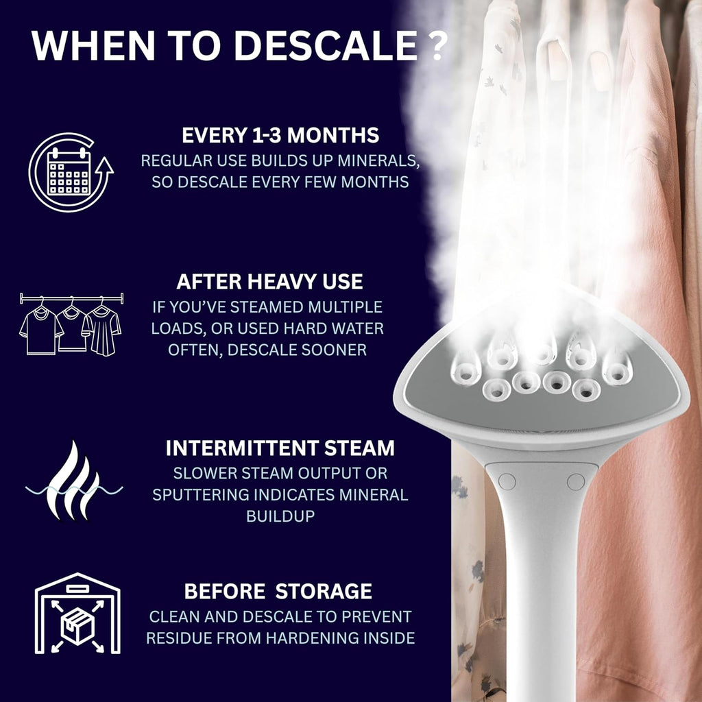 SALAV Garment Steamer Descaler/Decalcifier Packets for Mineral Deposits and Build-up Removal, Maintenance for Clothes Steamer, Use 1 Packet Every 4 Months, 3-pack