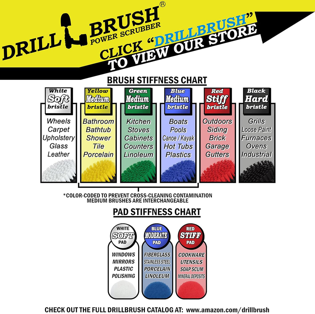 Drill Brush Power Scrubber by Useful Products - Toilet Bowl Power Brush - Bathroom Cleaner - Shower Cleaner - Bathroom Accessories Set - Cleaning Kits - Spin Scrubber Drill Attachments for Cleaning