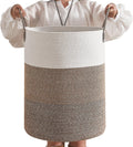 CLHMILY&Z 80L Laundry Basket Round Storage Rope Basket - 16.5x22.5 Inches - Laundry Hamper in Bedreoom and Mutil Storage Bin for Blankets, Toys, and Nursery Essentials