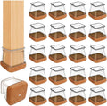 20 Pcs Chair Leg Floor Protectors for Hardwood Floors, Clear Rubber Furniture Sliders with Felt, Silicone Furniture Leg Caps Covers (Fit Square Diameter:13/16" to 1")