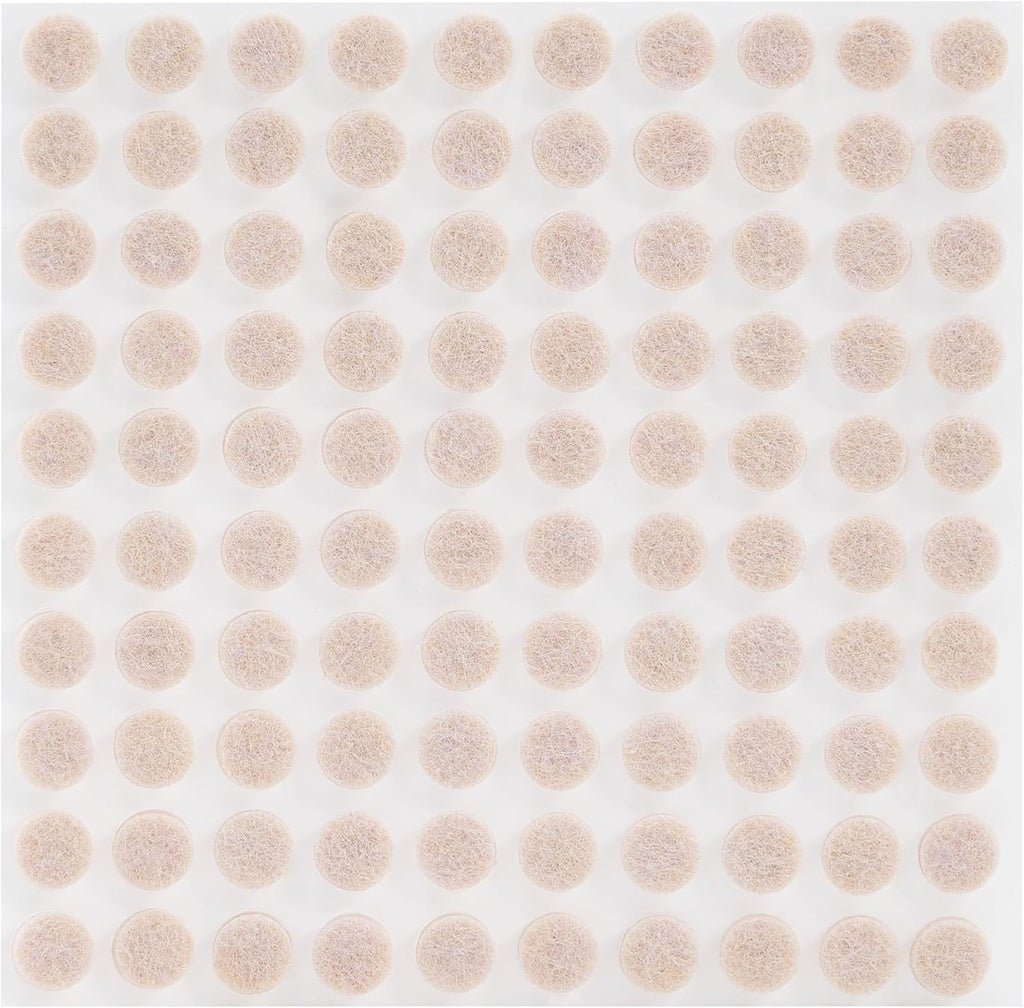 CO-Z 100pcs Felt Cabinet Door Bumpers, Small Pads for Cabinet Doors 0.4 in Diameter, Self Adhesive Thick Felt-Dots Bumper Pads for Furniture Drawers Walls Floors