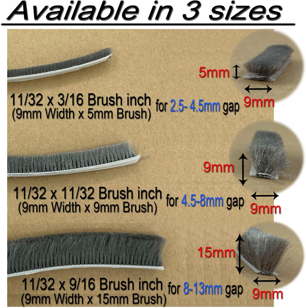 Brush Weatherstrip for Sliding Window Side,Pile Weatherstripping Door Sealers for Door Frame (80ft x11/32 Backing x 11/32 Brush inch, Brown)