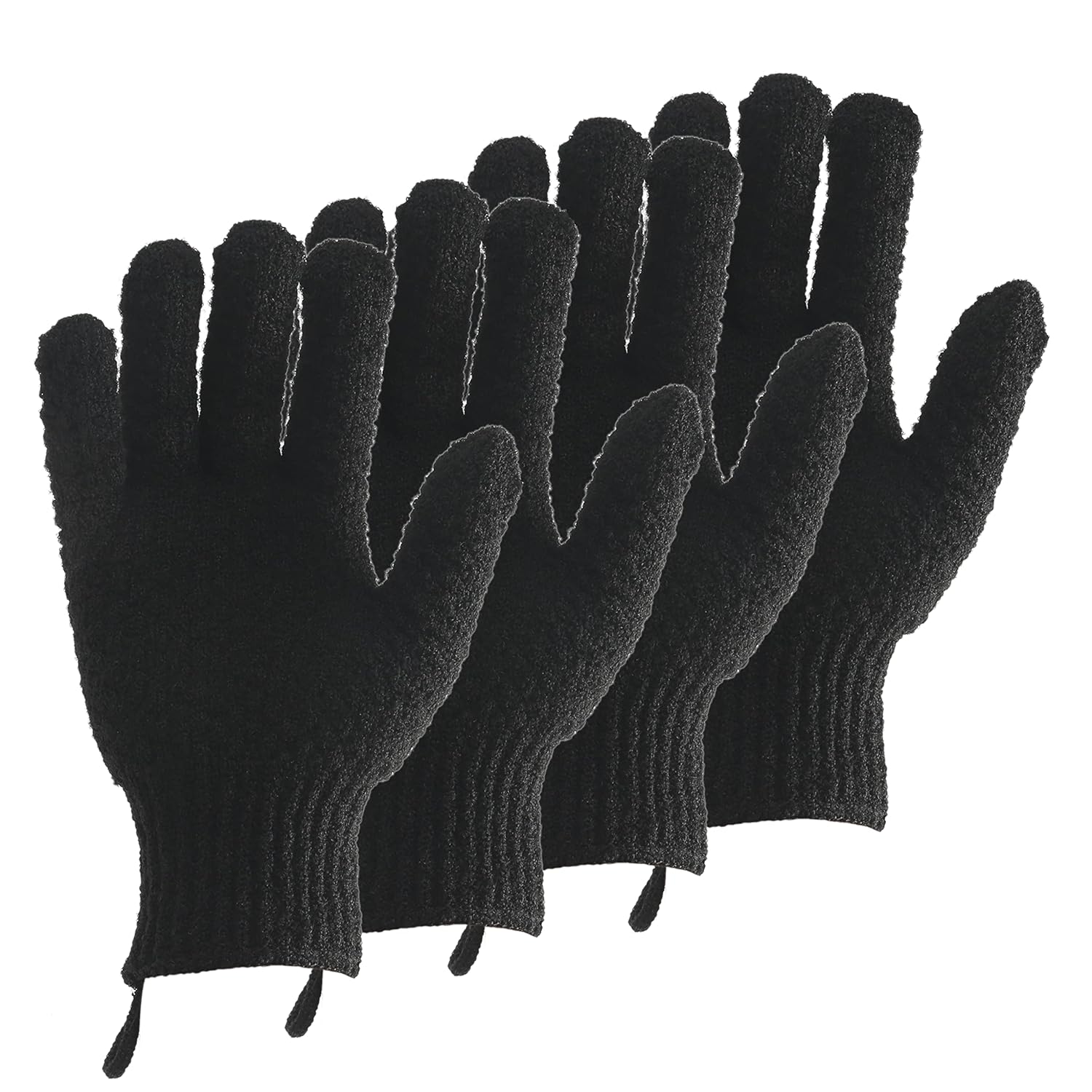 2 Pairs Bath Exfoliating Gloves for men and women – CLEEDY 4 Pcs Heavy and Large Exfoliating Gloves Scrubbing for Shower, Spa, Massage - Scrub Exfoliating Mitts for Body, Face, Hand and Foot (black)