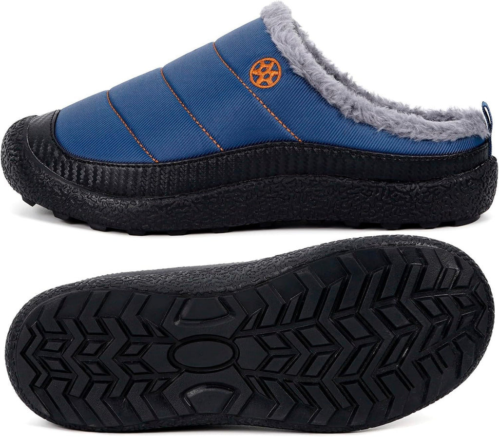 Womens Mens House Slippers Slip on Snow Winter Warm Fully Fur Lined Slippers Indoor Outdoor Shoes