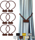 Hion Magnetic Curtain Tiebacks Dark Brown 6 Pack, Curtain Tiebacks Buckles Holdbacks Holders Hooks Clip for Home Bedroom Office Decorative Thick or Thin Curtain