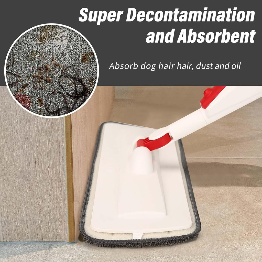 16.5 inch Mop Pads Refills, 3 Pack Microfiber Reusable Replacement Mop Pads Flat Replacements Heads for Wet Or Dry Floor Cleaning and Scrubbing, Grey Cloth
