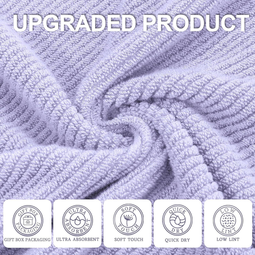 Washcloths for Showering, 6PC Large 13"x13" - Lightweight | Quick Dry | Soft | Absorbent, Thick Cotton Washcloths for Face, Purple Hand Towel Set, Lavender Face Towel for Hotel, Bathroom Essentials