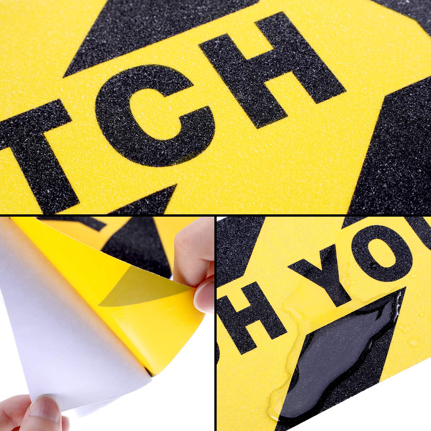 Boao 4 Pieces Watch Your Step Stickers Sign 6 x 24 Inch Caution Watch Your Step Floor Decals Warning Sticker Adhesive Tape Anti Slip Abrasive Tape for Workplace Safety Wet Floor Caution