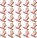 30 Pack Small Bull Clips 0.87 Inch Mini Metal Hinge Clips Binder Paper Hinge Clip for Office, Home, School, Shops, Rose Gold, 22mm
