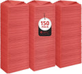 Orighty Cleaning Cloths Bulk, 150 Pack Shop Rags Reusable, Multi-Purpose Shop Towels for Cars, Microfiber Cleaning Rags for Automotive, Mechanic, Kitchen, Lint Free Towels 11.5’’ x 11.5’’, Red