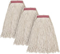 Matthew Cleaning 16oz 3Pack Cotton Floor Mop,Cotton Looped-Open String Heavy Duty String Refills, Universal Headband Blend,Mop Head Replacement for Home, Industrial and Commercial Use(White)