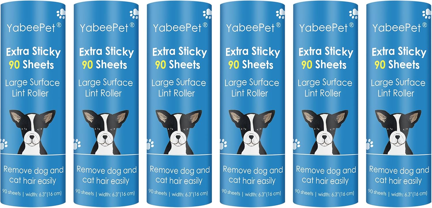 Extra Sticky Large Lint Roller Refills, 6.3'' Giant Lint Roller Refills for Pet Hair, Clothes&Furniture Cleaning, 540 Sheets in Total