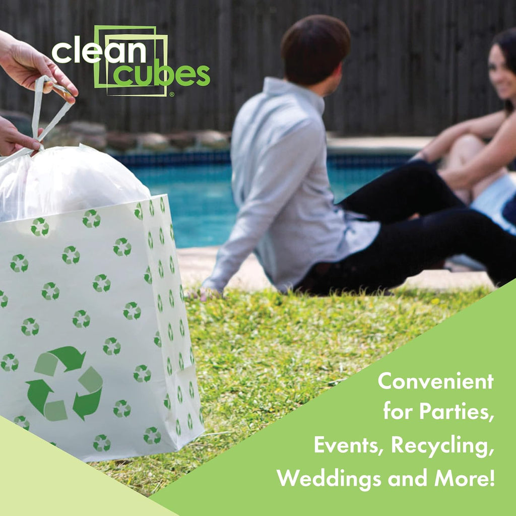 13 Gallon Disposable Pop-Up Trash Cans (6-Pack) with Fitted Bags – Foldable Garbage & Recycling Bins for Parties, Events & Kitchen (Recycle, 17" H x 13.5" W x 10" D)