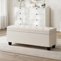 Maupvit Ottoman with Storage, Ottoman Bench with Lift Top, Upholstered Storage Bench with Hinged Lid, Bedroom Bench with Seating, Foot Rest Stool（Beige）