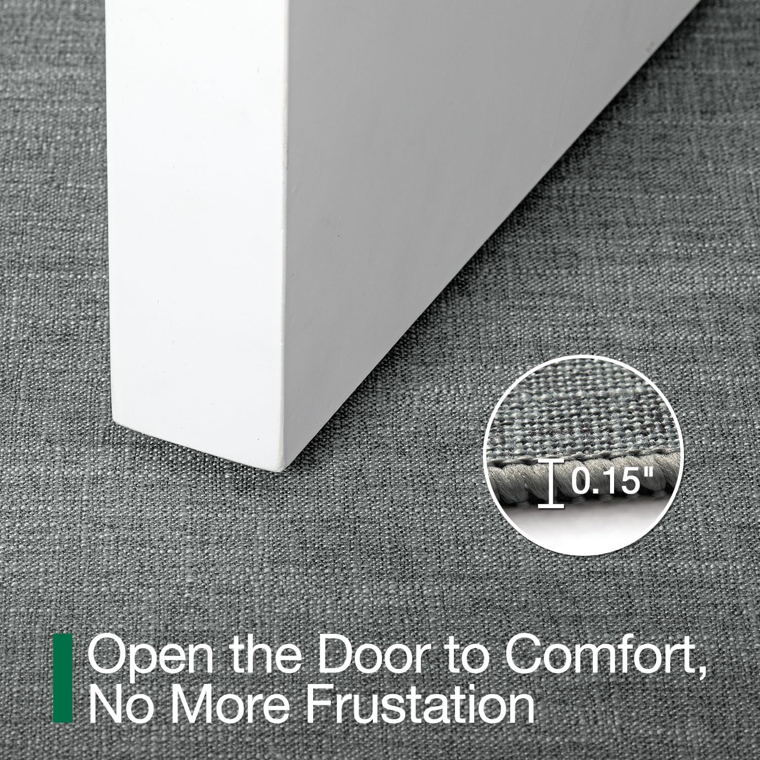 LUMI Ultra Thin Door Mat for Entryway,36"x59" Low Profile Non Slip Rubber Backing Indoor Doormat, Easy Clean Welcome Entrance Mat for Inside House, Patio, Greenish Grey