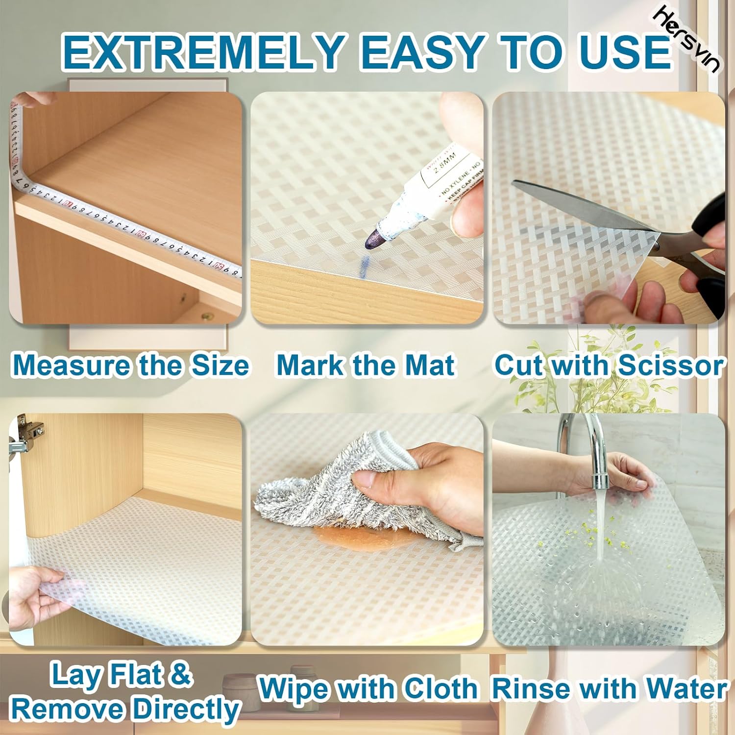 Shelf Liners 20 in x 20 ft EVA Drawer Mats, Non-Adhesive Cupboard Protector, Kitchen Cabinet Lining Fridge Liner (Clear Crossed Stripe, 50.8x610cm)