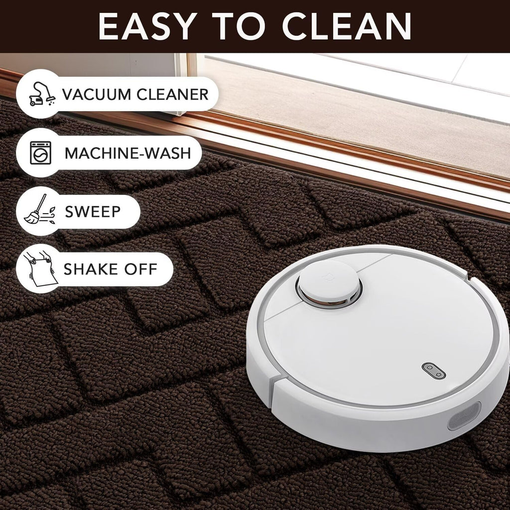 hicorfe Indoor Doormat, Welcome Door mat, Non Slip Door Mats 20"x31.5" Absorbent Resist Dirt Entrance Inside Floor Mats for Entryway Washable Low-Profile(Coffee)