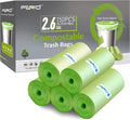 FORID 2.6 Gallon Compostable Garbage Bags, 150 Count, 5 Rolls – Green, Small, Durable, Thick, Unscented Trash Bags, 10 Liter - For Kitchen, Bathroom, Home, Office