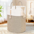 Woven Laundry Basket for Clothes, 100L Large Rectangle Laundry Hampers with Beads Tassel, Nursery Storage Basket for Toys, Tall Dirty Clothes Hamper for Bedroom Aesthetic, Laundry Room Organization