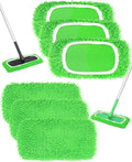 Reusable Wet Pads Refill for Swiffer Sweeper Mop, Dry Sweeping Cloths & Wet Mopping Cloths for Household Cleaning, Washable Microfiber Pads for Wood Floors, 6 Pack