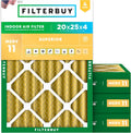 Filterbuy 20x25x4 Air Filter MERV 11 (MPR 1200) Allergen Defense Replacement (4-Pack), Electrostatic Pleated HVAC AC Furnace Filters, Made in USA (Actual Size: 19.50 x 24.50 x 3.63)