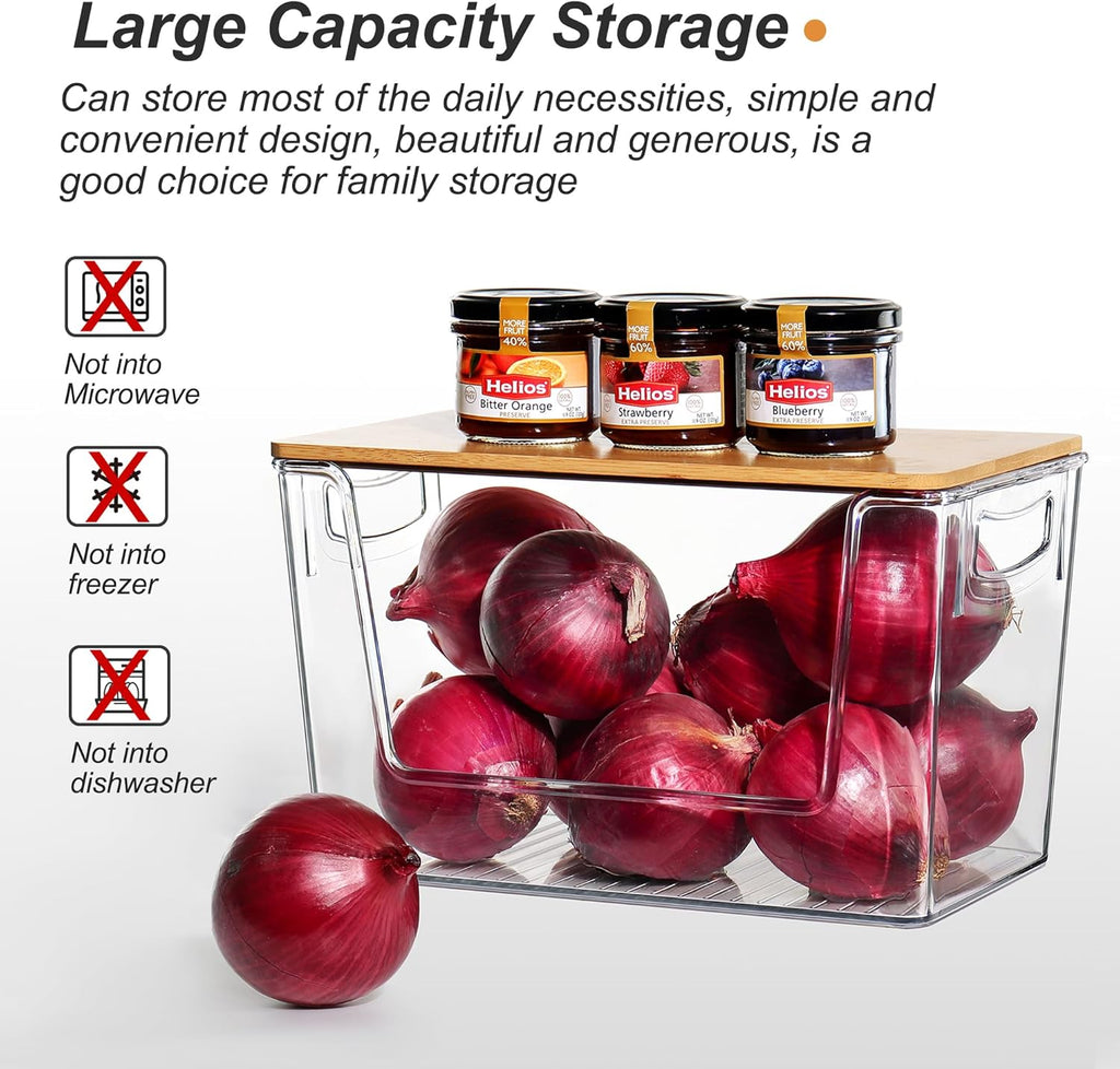 Pantry Organizers Storage, 2 Pack Stackable Kitchen Counter Bins for Onion Potato Garlic, Fruit Vegetable Produce Storage Space-Saving Countertop Organizer (12" x 7" x7")