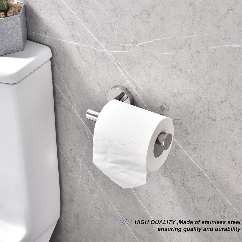 TASTOS Toilet Paper Holder SUS304 Stainless Steel Round Size Polished Chrome 2 Pack
