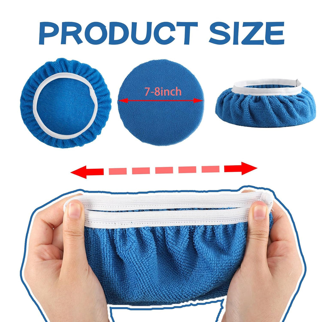 40 Piece Car Polisher Pad Set, Mix Pack of 24 Microfiber, 8 Non Woven, 8 Woolen Bonnets, 7-8 Inch, Dark Blue, Light Blue, White, Suitable for Metal, Bronze, Wood, Plastic