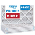 Aerostar 20x30x1 MERV 11 - 6 Count - Pleated HVAC, Furnace & Air Conditioner Filters - Removes Dust, Cold & Flu Germs, Lint, Mold, Pet Dander, Allergy-Causing Pollen, Smog & Smoke