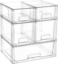 Vtopmart Clear Stackable Storage Drawers Set of 5, Easily Assemble Acrylic Bathroom Undersink Organizers,Plastic Storage Bins for Closet,Cabinet,Pantry,Medicine Organization
