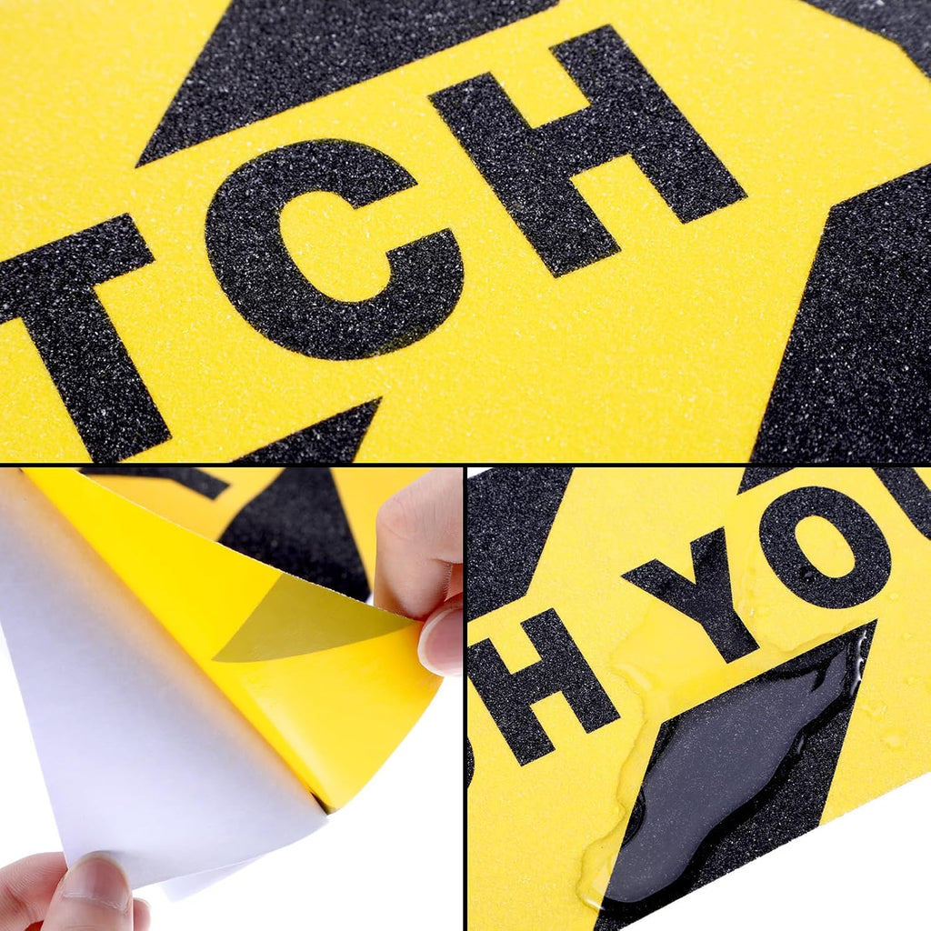 Boao 12 Pieces Watch Your Step Stickers Sign 6 x 24 Inch Caution Watch Your Step Floor Decals Warning Sticker Adhesive Tape Anti Slip Abrasive Tape for Workplace Safety Wet Floor Caution