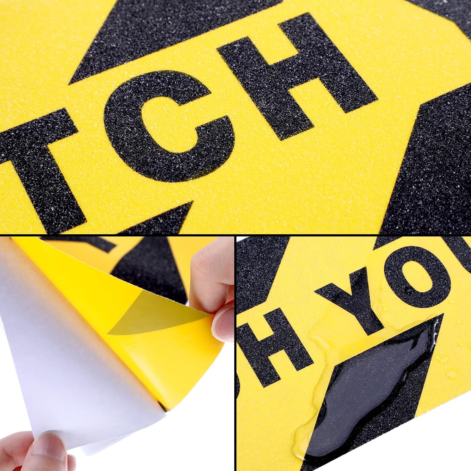 Boao 12 Pieces Watch Your Step Stickers Sign 6 x 24 Inch Caution Watch Your Step Floor Decals Warning Sticker Adhesive Tape Anti Slip Abrasive Tape for Workplace Safety Wet Floor Caution