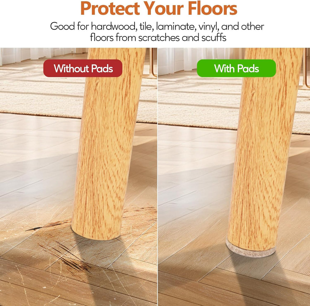Furniture Pads 300 Pack Premium Furniture Felt Pads (Beige), Huge Quantity Self Adhesive Anti Scratch Floor Protector for Furniture Legs Hardwood with 60 Cabinet Door Bumpers