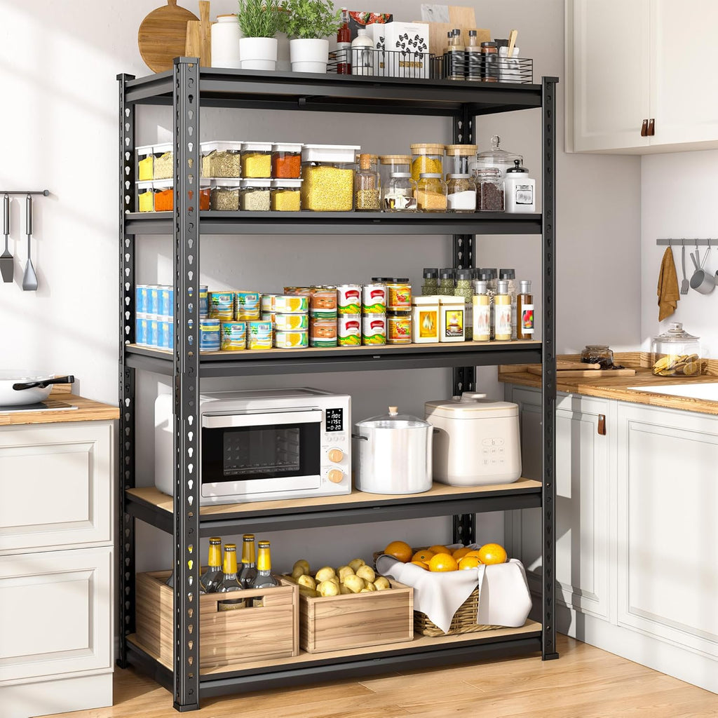 5-Tier Storage Shelves, 1980LBS Adjustable Pantry Shelves, Metal Shelving Unit for Kitchen, Pantry, Closet, Laundry, Garage, 72.06" H x 35.55" W x 15.76" D