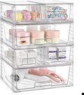 Vtopmart Clear Stackable Storage Drawers Set of 6, Easily Assemble Acrylic Bathroom Undersink Organizers,Plastic Storage Bins for Closet,Cabinet,Pantry,Medicine Organization