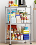 Storage Shelves - 3 Tier Shelf Organizer, Sturdy Metal Shelving with Adjustable Leveling Feet, Space-Saving Shelves Organizer for Pantry, Laundry, Kitchen (18" x 12" x 30", Silver)