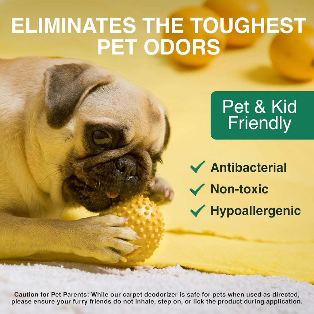 Good Natured Brand | Carpet Deodorizer & Freshener Powder | 31 oz Pet Odor Eliminator for Strong Odor & Pet Urine | Fresh Natural Lemon & Eucalyptus Scent | Safe for Homes with Pets