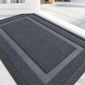 OLANLY Front Door Mat Indoor Outdoor Entrance, Waterproof All-Season, All-Weather Doormat, Sturdy Natural Rubber, Fade Resistant, Low Profile, Easy Clean Patio Porch Entryway Mat, 29.5x17, Light Grey