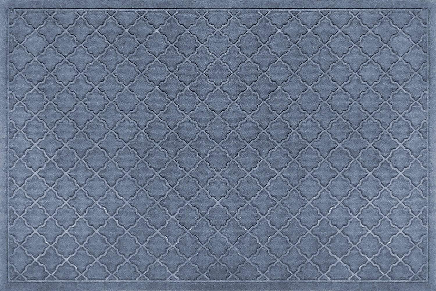 WaterHog Heavy Duty Doorway Mat, 3' x 5', Made in USA, Durable & Skid-Resistant Entryway Mat, Water-Trapping, Indoor/Outdoor Decorative Floor Covering, Cordova Collection, Bluestone