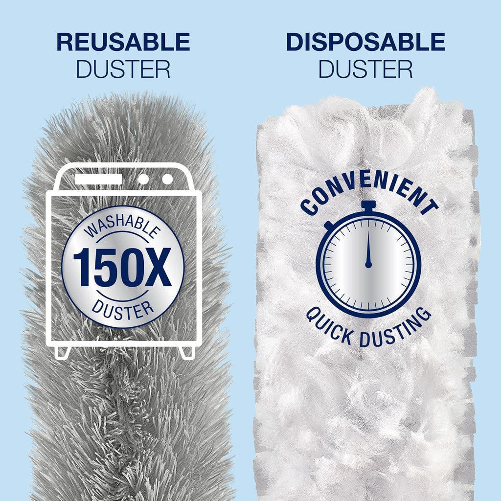 Bona High Performance Dusting System - 1 Extendable Handle, 3 Disposable Dusters, 1 Reusable Duster, & 1 Storage Bag - Extendable Dusting Kit