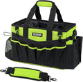 Wearable Cleaning Caddy Bag, Cleaning Caddy Supplies Organizer with Handle & Shoulder Straps for Housekeepers, Under Sink & Car Cleaning Tool Organizers with 4 Foldable Divider (NeonGreen)