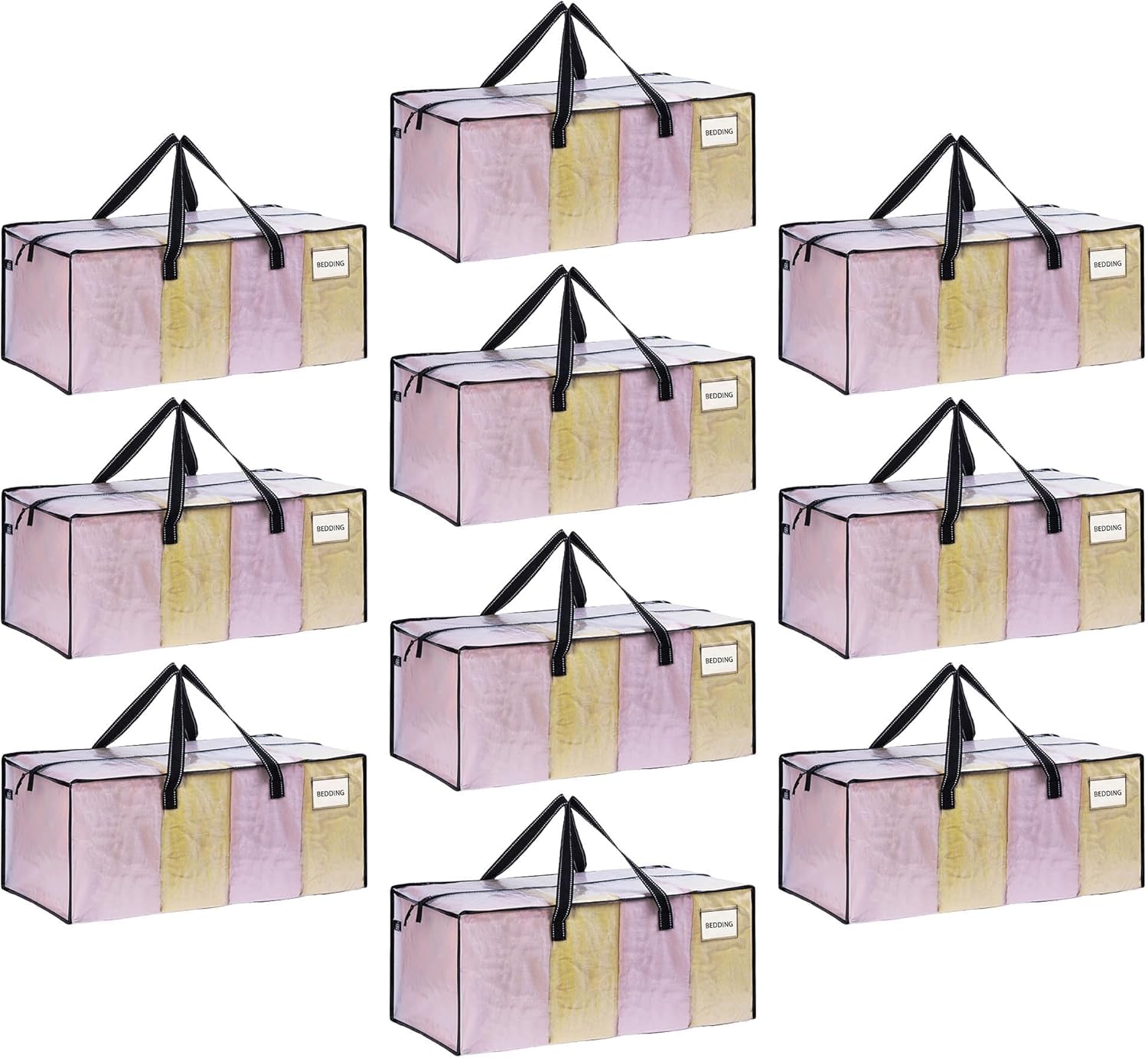 VENO 10 Pack Moving Bags Extra Large Storage Bags for College Move-In, Heavy-Duty Storage Totes, Packing Boxes, and Wardrobe Moving Supplies - Durable Laundry Bags for Clothes (Clear, 10 Pack)