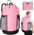 BALEINE 150L Laundry Bag Backpack, 900D Oxford Fabric Large Travel Laundry Bags with Shoulder Straps and 2 Mesh Pockets for College Dorm, Apartment, Laundromat (Pink, 150L)